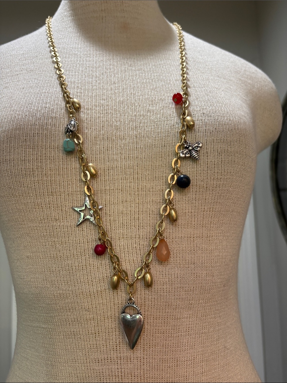 Chico’s gold chain necklace with charms